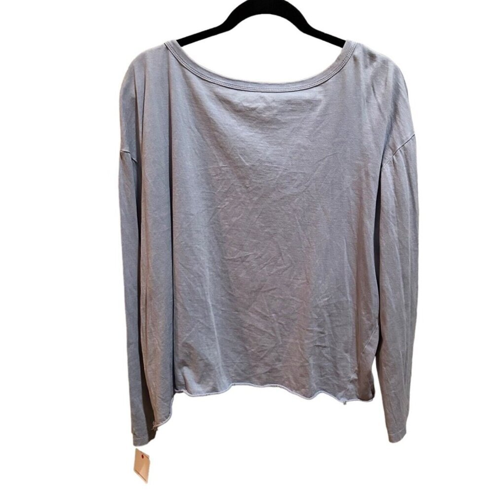 Rebellious One Womens Plus Size 2X Dusty Blue Tie-Hem Snap Henley Top‎ NWT - Picture 3 of 6